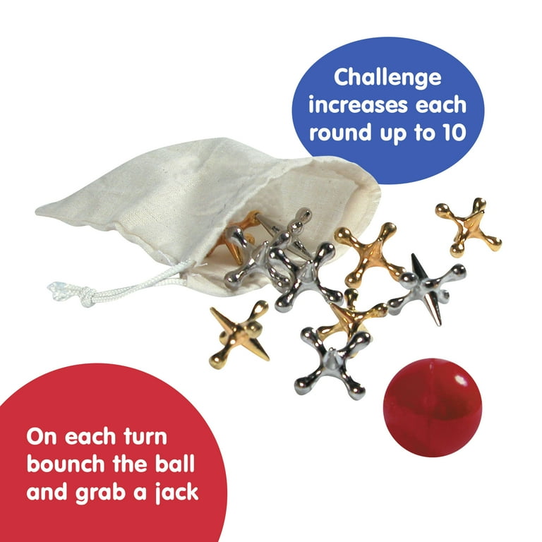 Schylling Old Fashioned Metal Jacks & Rubber Ball Game, Novelty