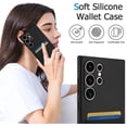 thumbnail image 3 of Samsung Galaxy S24 Ultra with Card Holder - Wallet Phone Case Galaxy S24 Ultra Hold 1-2 Cards for Women Men - Protective Soft Silicone Card Case for Samsung Galaxy S24 Ultra Black, 3 of 15