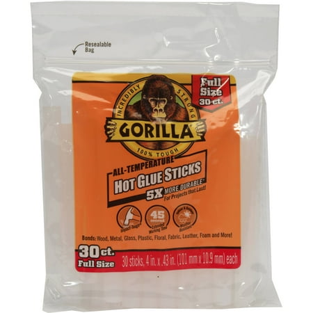 Gorilla Hot Glue Gun Sticks, 4", 30-Count, Full Size - Walmart.com