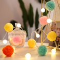 thumbnail image 3 of Guirnalda de luces LED a pilas, bolas navideñas con pompones, guirnalda decorativa de luces para interiores para fiestas en el dormitorio (blanco cálido), 3 of 5