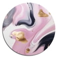 thumbnail image 2 of Designart "Swirls in Gold and Pink Ink V" Abstract Marble Metal Round Art Living Room, 2 of 5