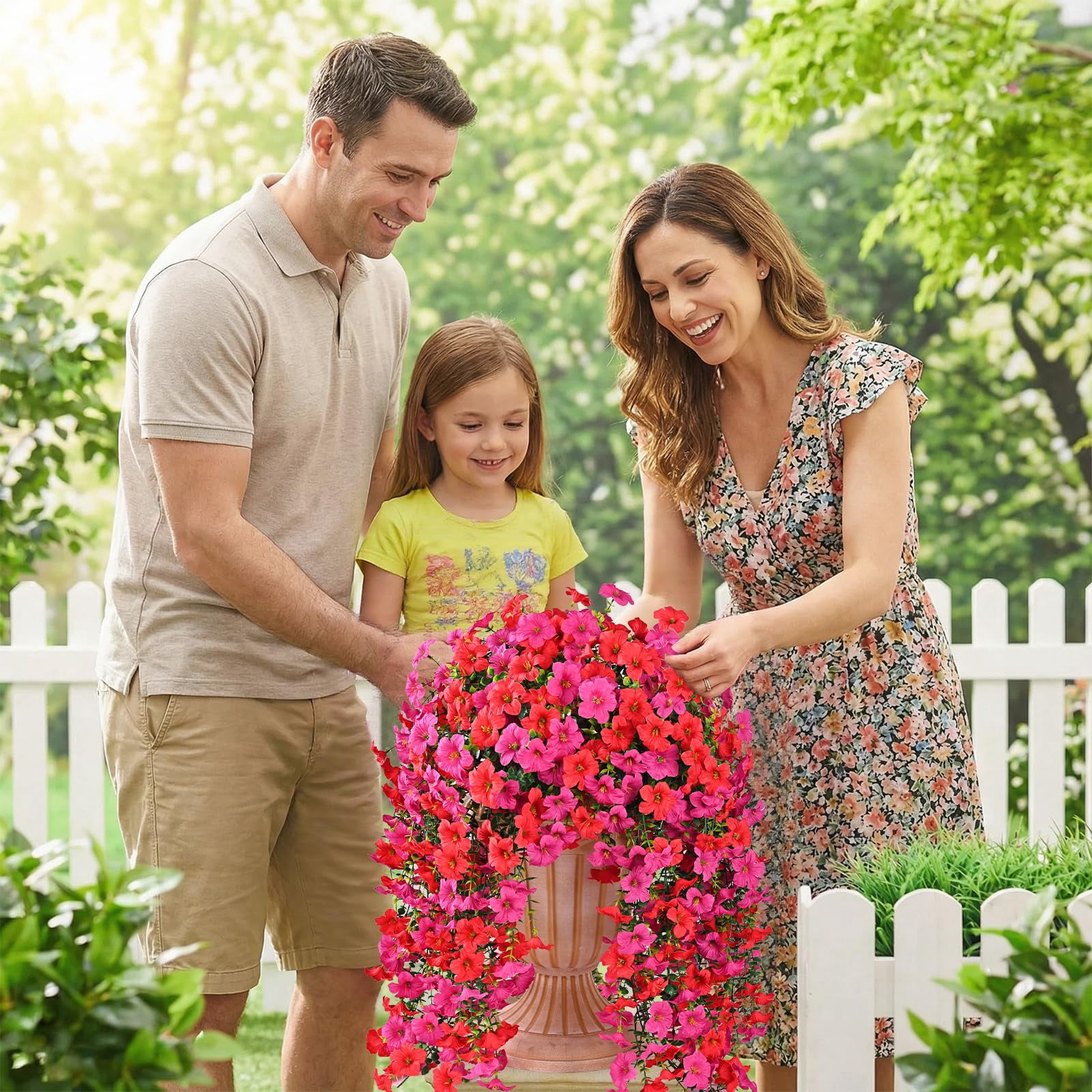 Artificial Flowers for Outdoors, 2 PCS Full UV Resistant Artificial Outdoor Flowers, Large Size Faux Flowers for Outdoor planters Fake Hanging Flowers Plants for Porch, Front Door, Garden