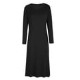 thumbnail image 5 of Cavosen Dresses for Women Long Sleeve Black Maxi Dress High Side Slit V-Neck Calf Length Long Dress Solid Casual Trendy Dress Flowy Party Dresses Vacation Fall Winter Clothes L, 5 of 6