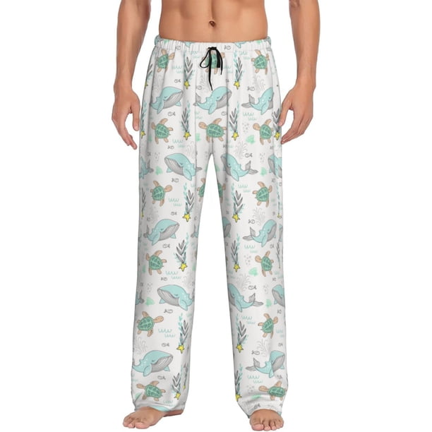 Balery Whale And Turtle Pantalones de pijama para hombre, pijama ultraligero, pantalón de descanso-X-Large