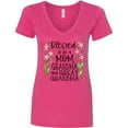 thumbnail image 3 of Inktastic Blessed to Be a Mom, Grandma, and Great Grandma Pink Flowers Women's V-Neck T-Shirt, 3 of 5