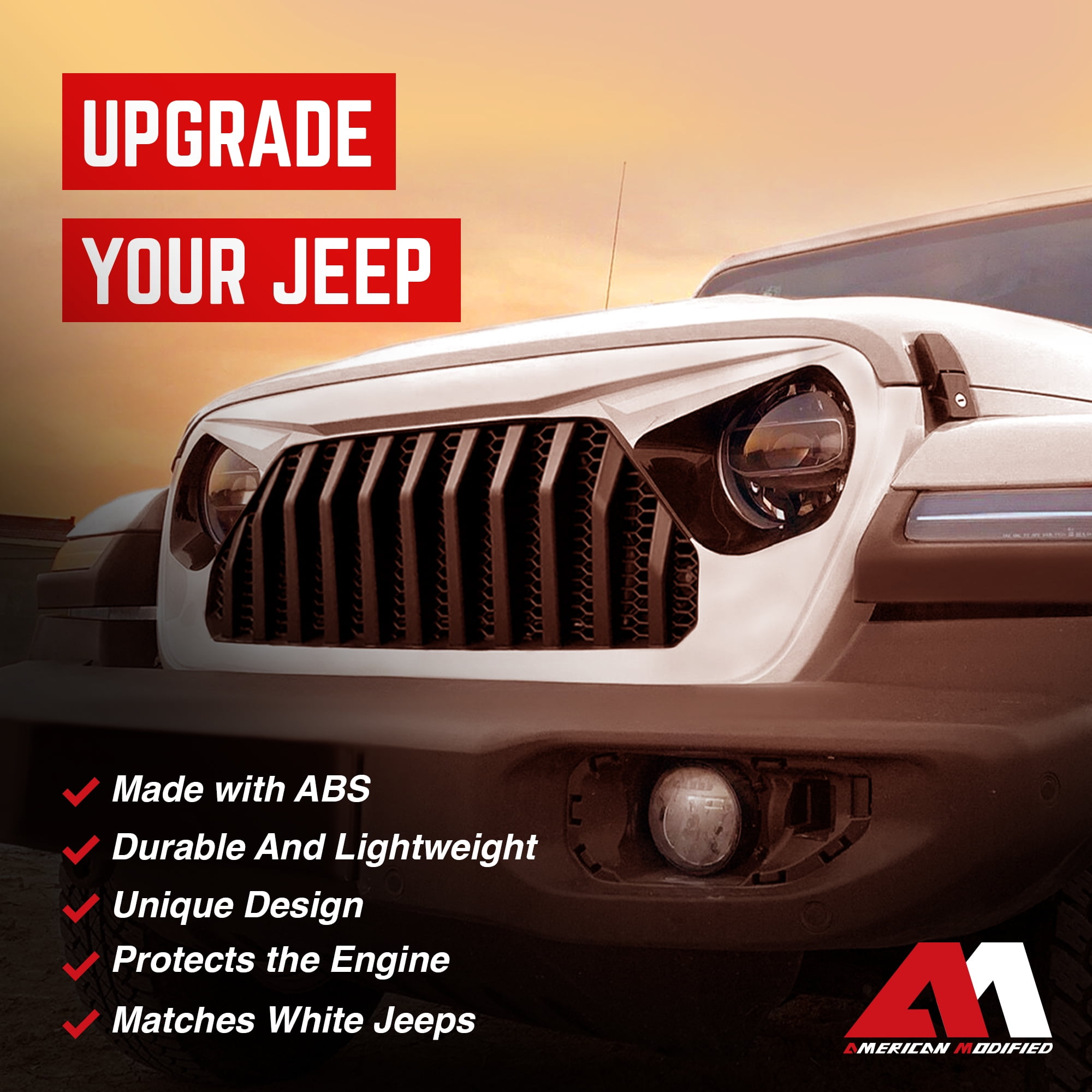 AMERICAN MODIFIED Front Grille for 2018+ Jeep Wrangler JL & Gladiator JT