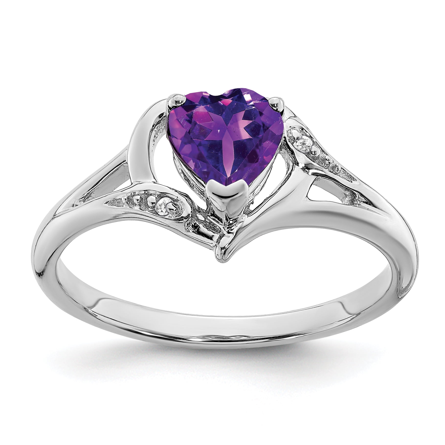 Primal Gold - Primal Gold 14 Karat White Gold Amethyst and Diamond Ring - Walmart.com - Walmart.com