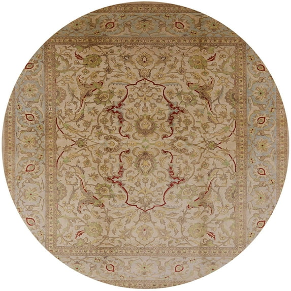 Ahgly Company Machine Washable Indoor Round Industrial Modern Light Brown Area Rugs, 7' Round