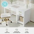 thumbnail image 4 of Martha Stewart Shaker Style Home Office Desk with 2 Side Drawers in White with Polished Brass Hardware, 4 of 13