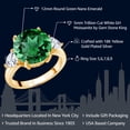 thumbnail image 2 of Gem Stone King 18K Yellow Gold Plated Silver Green Nano Emerald and White Moissanite 3-Stone Ring for Women (5.94 Cttw, Round 12MM, Trillion 5MM, Size 7), 2 of 4