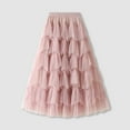 thumbnail image 2 of Women's Elegant A Line Pleated Long Skirt Flowy Chiffon High Waist Ruffle Mesh Calf Length Tutu Skirt for Casual Party Wear, 2 of 2