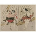 thumbnail image 3 of Toyokuni Utagawa 24x19 Black Modern Framed Museum Art Print Titled - Kataoka Nizaemon VII and Ichikawa Yaozo III in a Confrontation Beside a Waterfall (C. 1797), 3 of 5