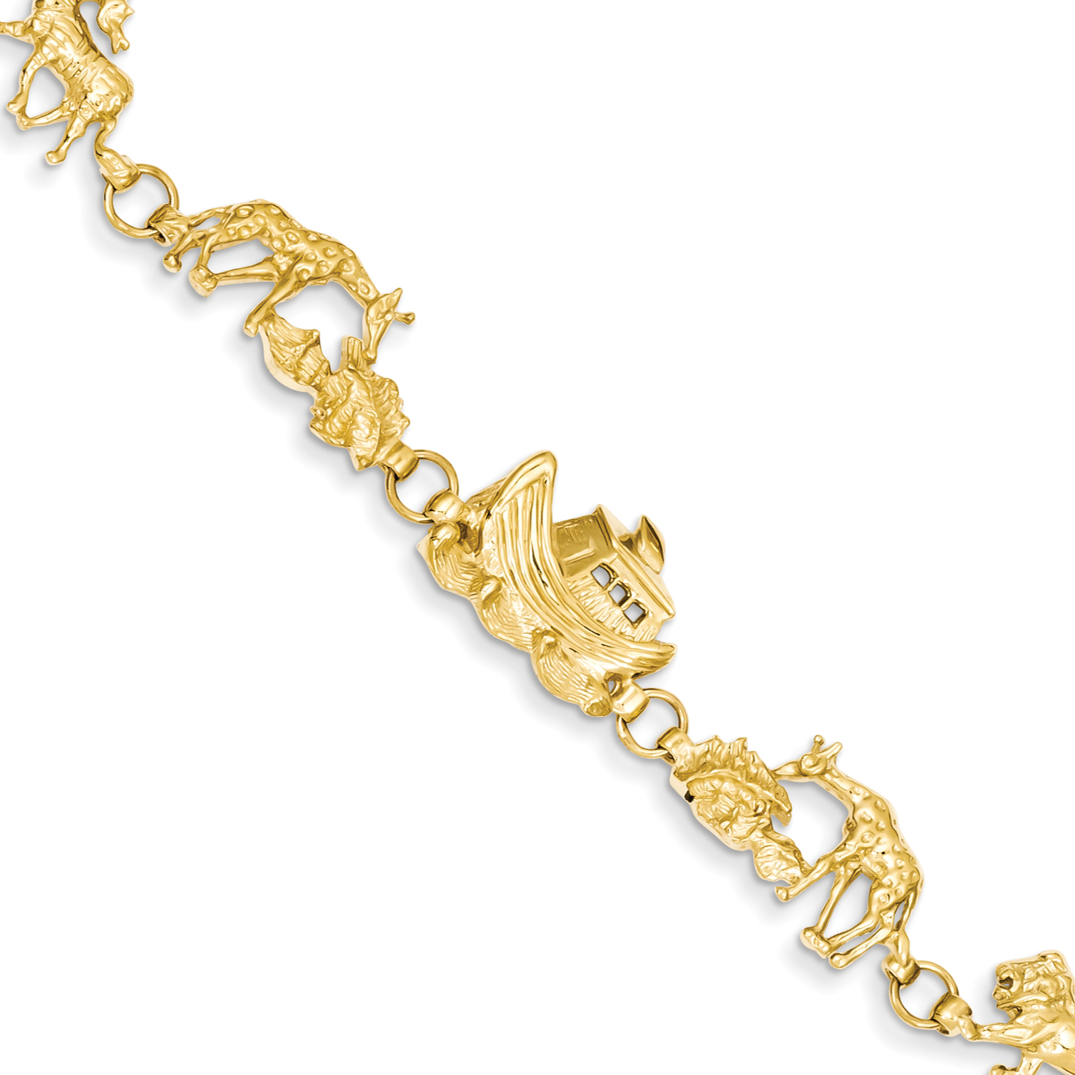 14kt Yellow Gold Noahs Ark Bracelet 7 Inch Animal Fine Jewelry Ideal