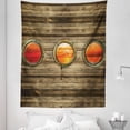 thumbnail image 1 of Nautical Tapestry, Rustic Wooden Ship Backdrop Design Oval Windows Orange Ocean Scenes in Sundown, Fabric Wall Hanging Decor for Bedroom Living Room Dorm, 5 Sizes, Multicolor, by Ambesonne, 1 of 1
