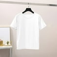 thumbnail image 4 of JFGHDG Basic Tee Short Sleeve Tops Oversized T Shirts women's tops workout tops for women Womens Workout Tops Oversized T Shirts Loose Fit Crewneck Short Sleeve Top White S, 4 of 5