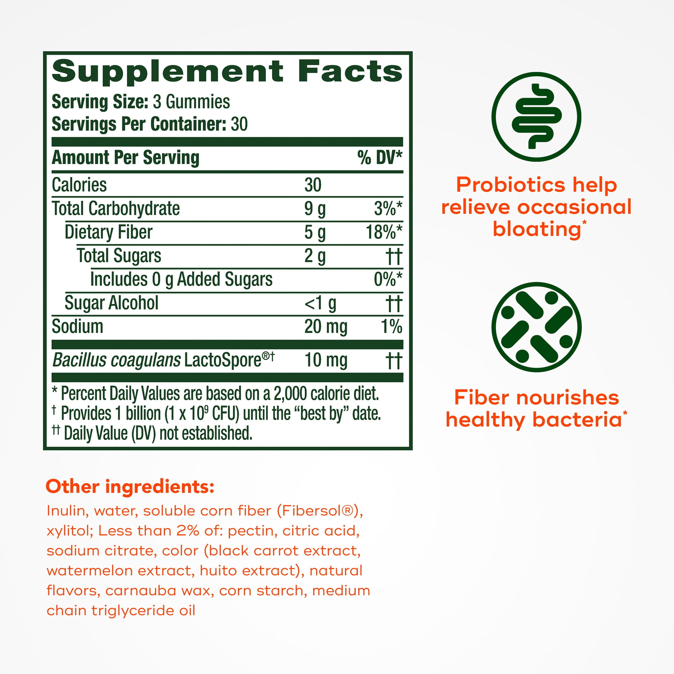 Align Probiotics + Fiber Gummies, Probiotic for Digestive Health, 90 Count