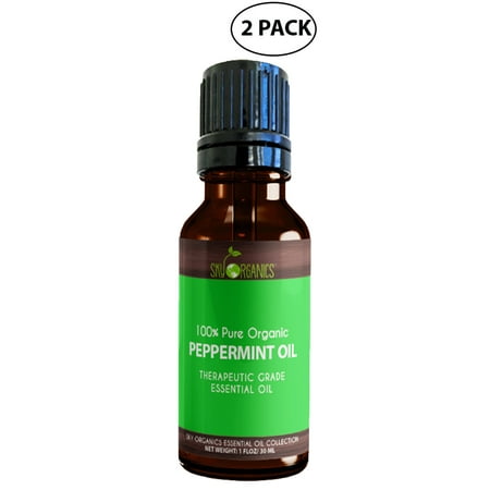Best Peppermint Essential Oil By Sky Organics-100% Organic, Peppermint Oil, Diffusers, Aromatherapy, Massage, Allergies, Headaches & Bath 1oz (2