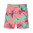 thumbnail image 6 of Virmaxy Men's Drawstring Five Pants Palm Tree Print Beach Shorts Hawaiian Shorts with Pockets Special Print Beach Casual Trouser Shorts Pants Pink-A M, 6 of 6