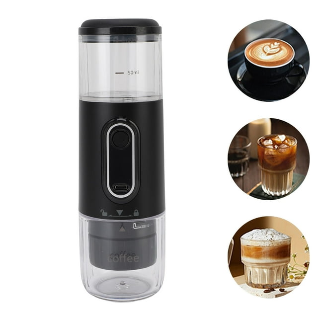 100ml Portable Coffee Maker, Espresso Machine with 2500mAh Battery, Rechargeable Mini Electric Powder Coffee Maker, Travel Coffee Maker for Camping, Car, Lightweight,Type C