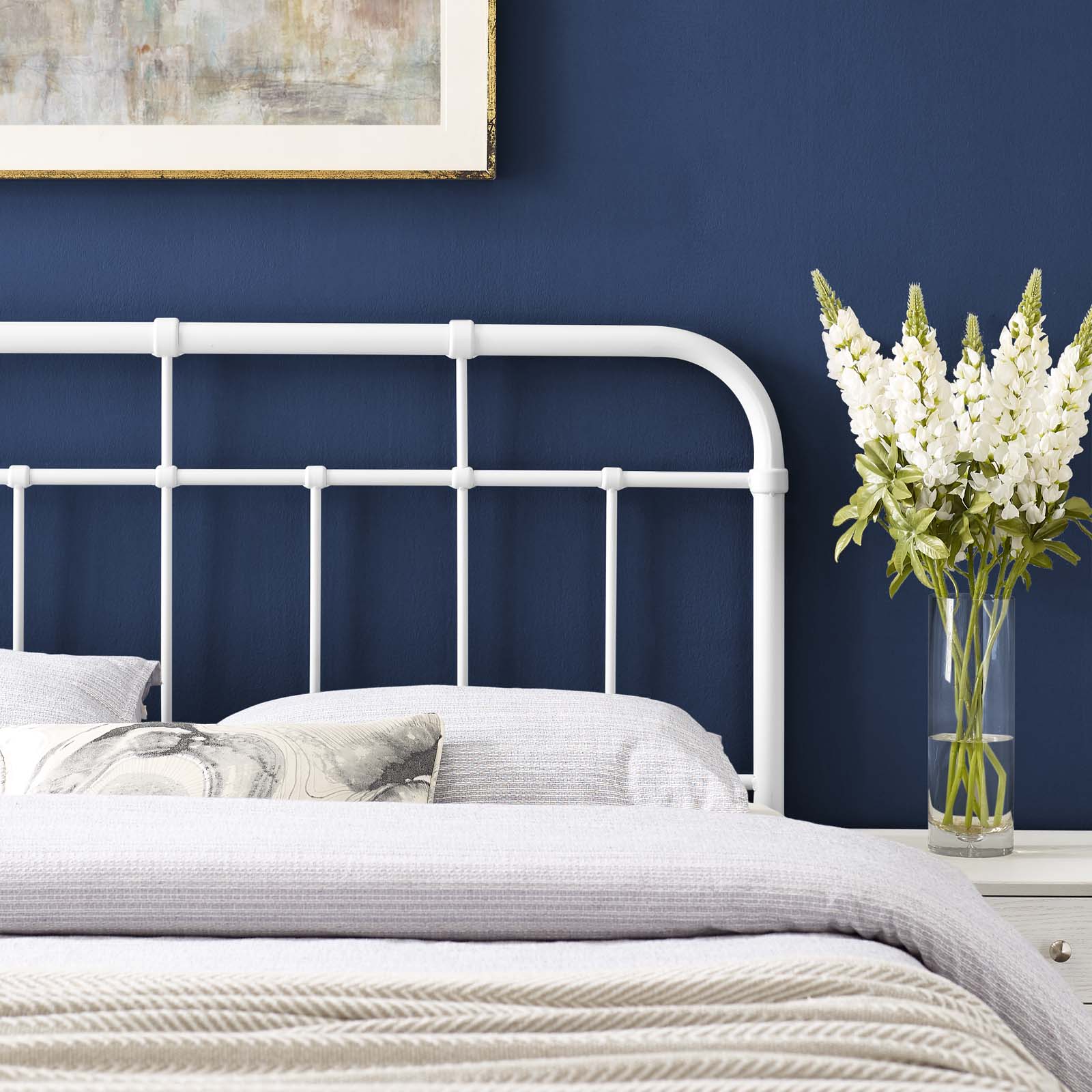 Headboard, Twin Size, Metal, White, Modern Contemporary Urban Design, Bedroom Master Guest Suite