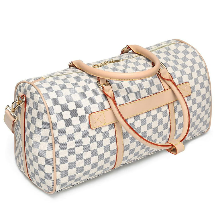 Miss Checker Women's Weekender Bag Checkered Travel Duffel Beach Handbags Overnight Gym Luggage White, Adult Unisex, Size: One Size