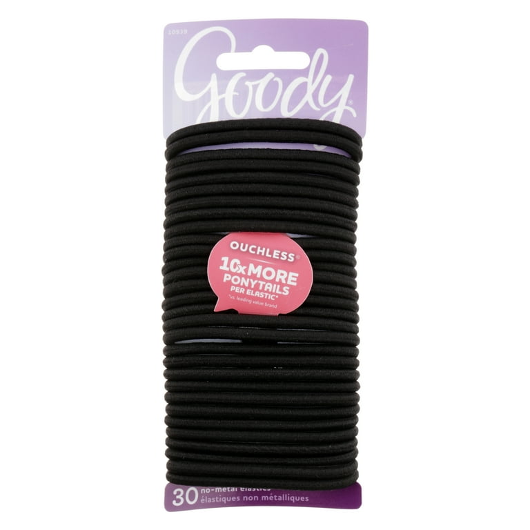 Goody Ouchless Black Ponytail Holder Elastics Hair Tie, No Metal