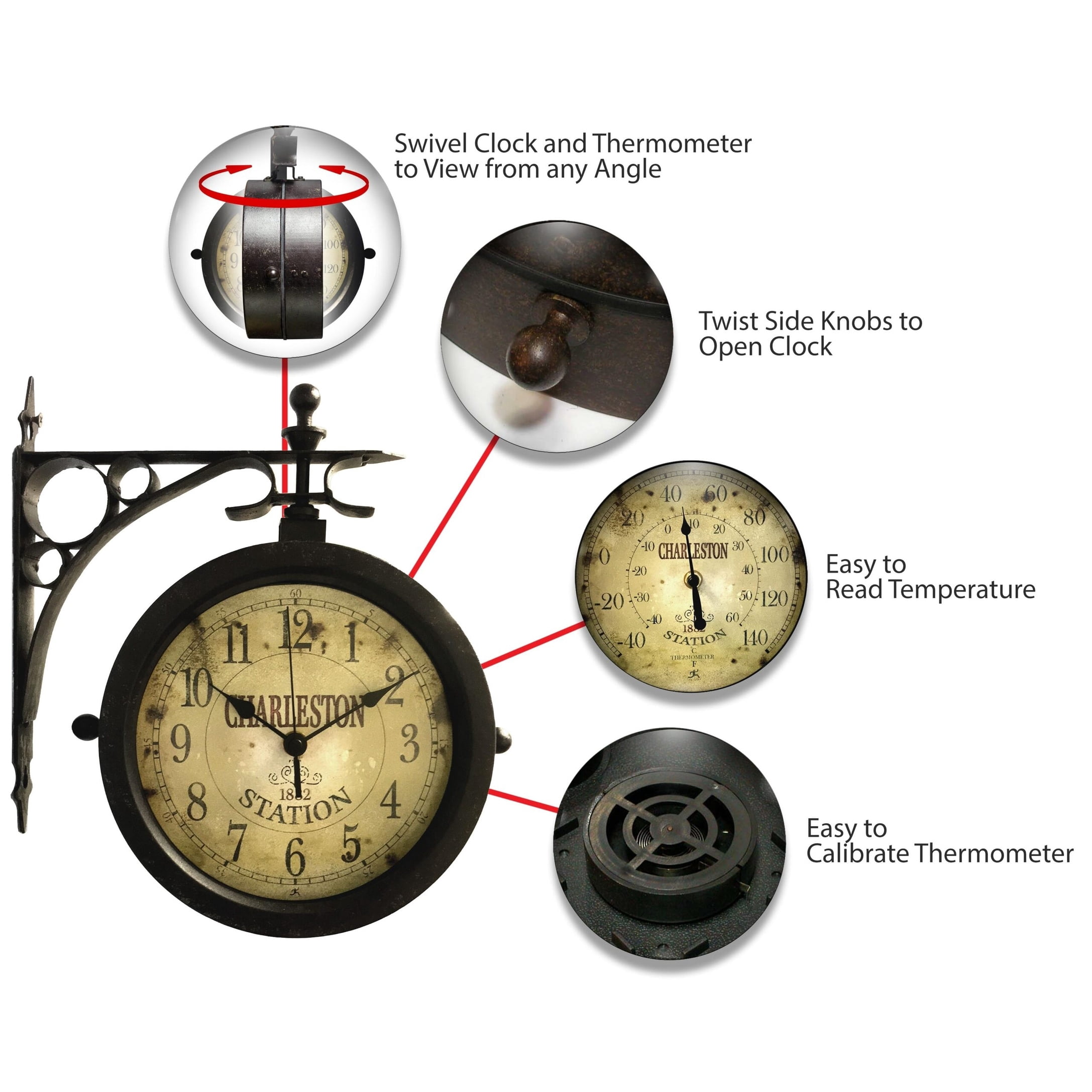 Infinity Instruments 12430Ct-Ruv2 The Charleston Two-Sided Indoor/Outdoor Hanging Clock
