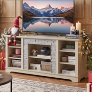 Eyisean 58" W Modern TV Stand with Large Storage Space, Entertainment Center with Faux Stacked Stone, Wood Media Console Table for TVs Up to 65", Rack for Living Room