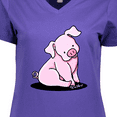 thumbnail image 4 of Inktastic Sitting Pig Women's V-Neck T-Shirt, 4 of 5