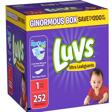 [Diapers]-Luvs Ultra Leakguards Diapers Size 1 - 252 ct. ( Weight 8- 14 lb.) - Bulk Qty, Free Shipping - Comfortable, Soft, No leaking & Good nite