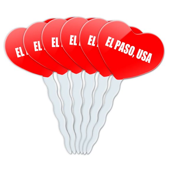 El Paso USA Heart Love Cupcake Picks Toppers - Set of 6