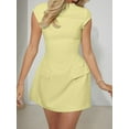 thumbnail image 3 of Musuos Women Summer Mini Dress Solid Color Cap Sleeve Zipper Fake Pockets Slim Short A-line Dress, 3 of 6