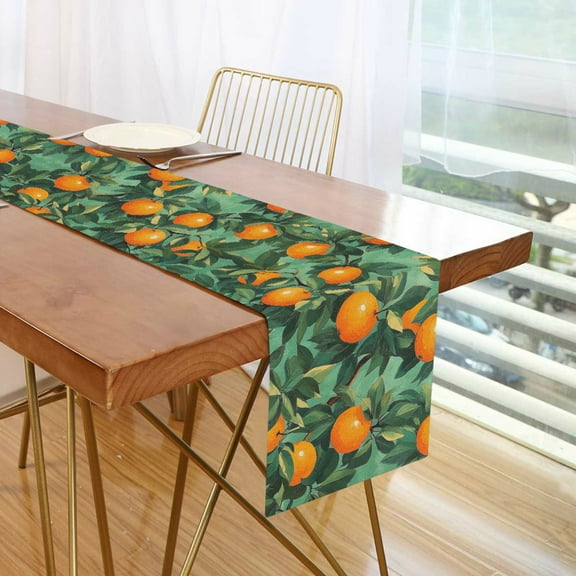 Yayeee Table Runner 70 inches Long Home Kitchen Dinning Party Decoration, Orange Tree Pattern