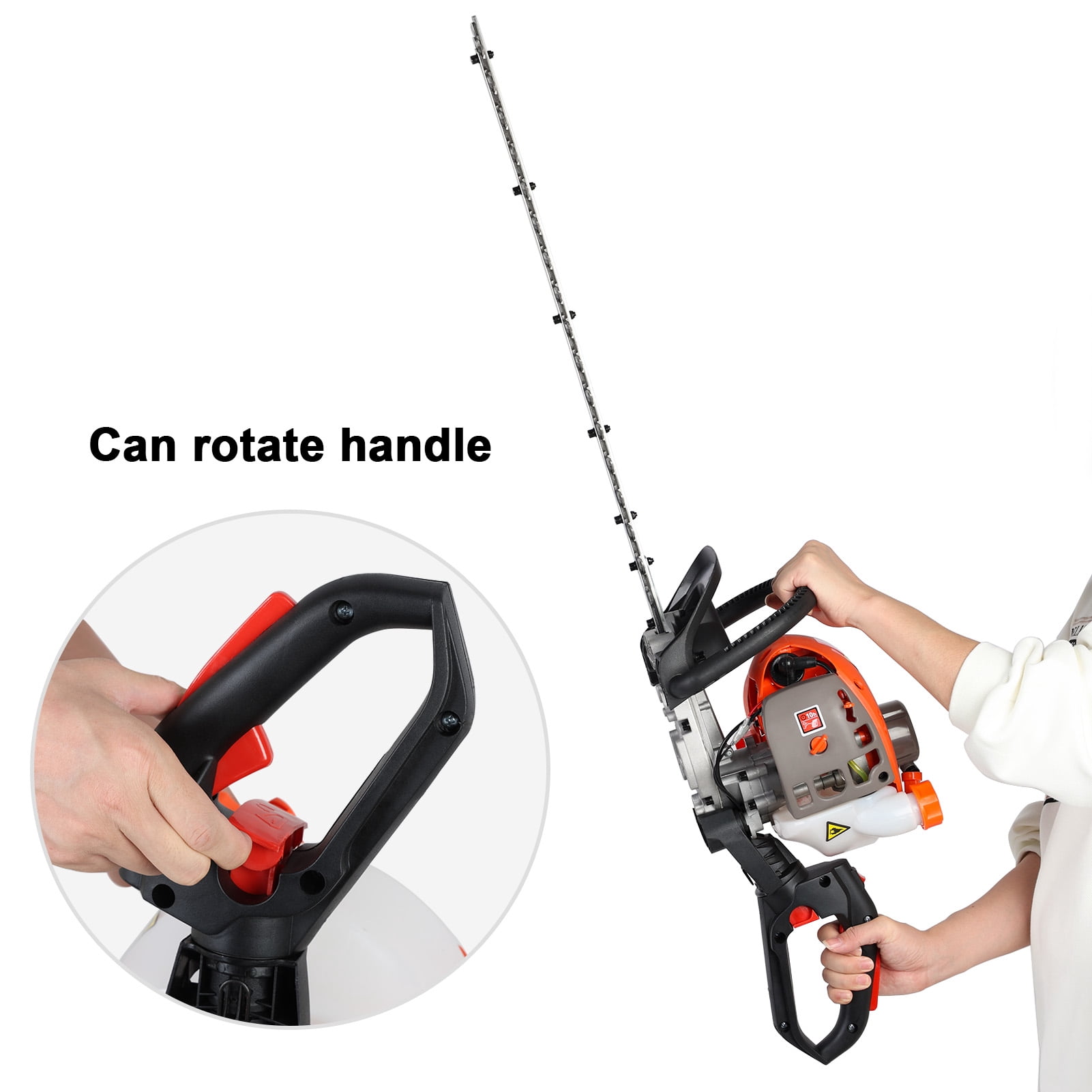HomeLife 26cc Gas Powered Weed Trimmer, Dual Sided 24" Wide Blade Hedge Trimmer, Cordless Gas Weed Eater, 2-Stroke Brush Cutter, Handheld Chainsaw Hedge Pruner for Home, Yard, Garden