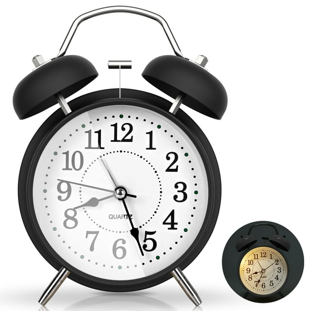 Reloj Despertador Súper Ruidoso para Personas Que Duermen con Mucho Espíritu, Reloj Despertador de 4 Pulgadas con Doble Campana y Luz de Fondo, Silencioso sin Tictac y Esfera Luminosa, Relojes Desper