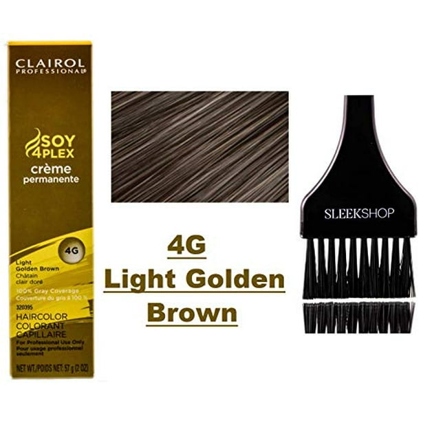 Clairol Soy4plex Premium Permanent Cream Hair Color W Sleek Tint Brush 100 Gray Coverage Creme Permanente Professional Grey Haircolor 3g Medium Golden Brown Walmart Com