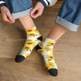 thumbnail image 3 of Fuzoiu Artistic Marble Pattern Sunflower Print Adult Socks, Crew Moisture-wicking Socks, Unisex Cushion Crew Socks,Casual Sports Ankle Socks, 3 of 7