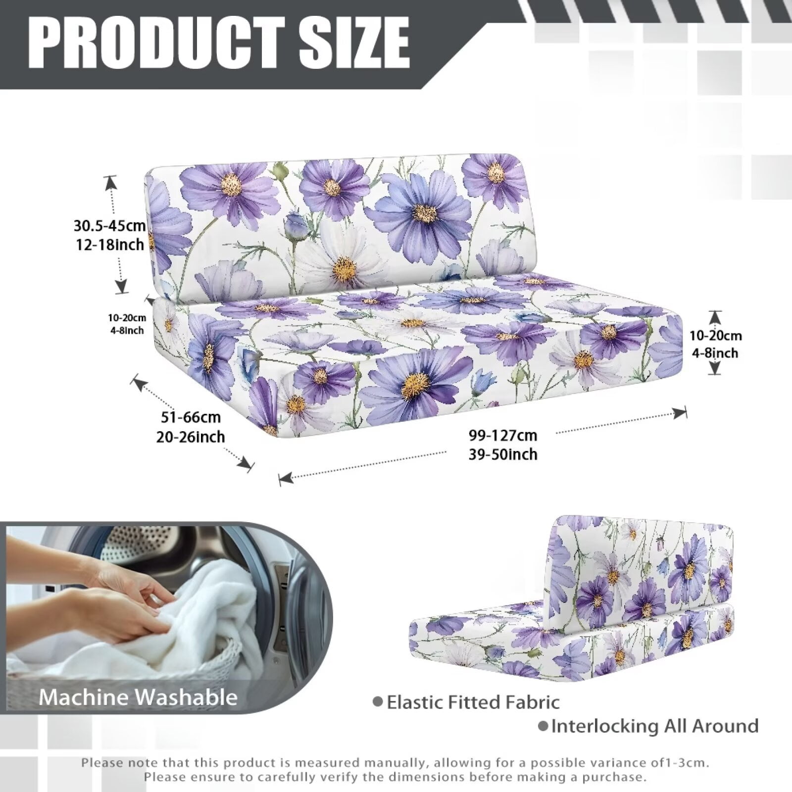 Boatee Cosmos RV Dinette Cushions Stretchable Camper Decor Universal Bench Seat Cover Washable Couch Cover 2 Cushion Sofa Comfortable Sofa Slip Covers for 2 Seat Cushion Couch Purple White