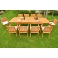 thumbnail image 4 of Teak Dining Set:12 Seater 13 Pc Atnas 118" Premium Double Extension Rectangle Table, 12 Napa Stacking Arm Chairs Outdoor Patio Grade-A Teak Wood WholesaleTeak #WMDSNP14, 4 of 4
