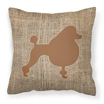 Carolines Treasures BB1072-BL-BN-PW1818 Poodle Burlap and Brown Canvas Fabric Decorative Pillow BB1072 18H x18W