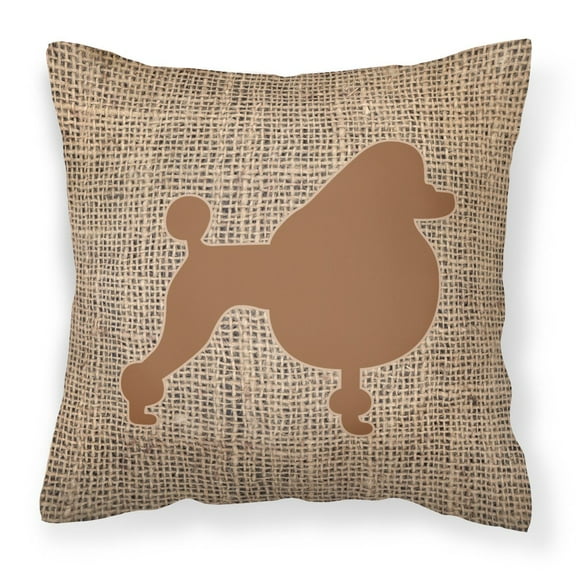 Carolines Treasures BB1072-BL-BN-PW1414 Poodle Burlap and Brown Canvas Fabric Decorative Pillow BB1072 14Hx14W