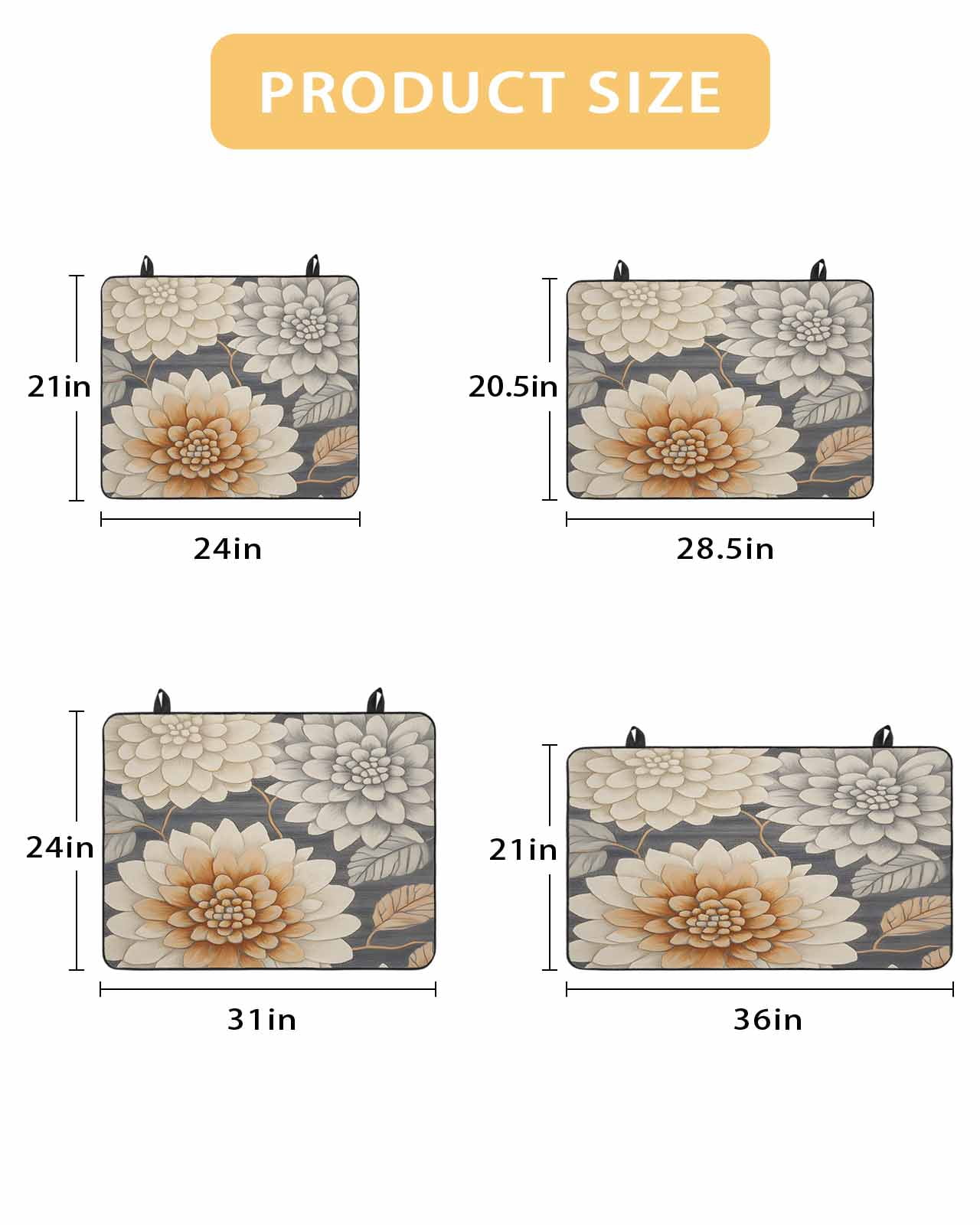 nqOlkjepod Large Induction Cooktop Protector Mat 24"x21", Burnt Orange Grey Flower Stove Top Covers for Electric Stove, Spring Floral Botanical Stove Burner Cover Mats, Glass Top Stove Cover