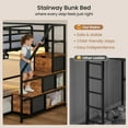 thumbnail image 5 of Afuhokles Low Bunk Bed Full Over Full with Storage Staircase, Drawers and Shelves, LED Lights Metal Floor Bunk with Power Outlet, Brown, 5 of 8
