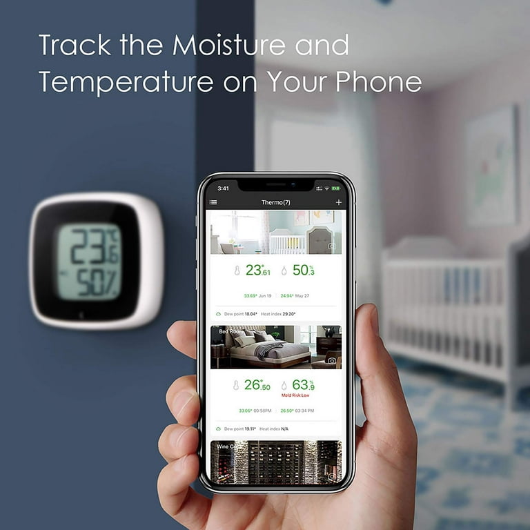 Wireless Thermometer Hygrometer Compact Bluetooth 5.0 Indoor