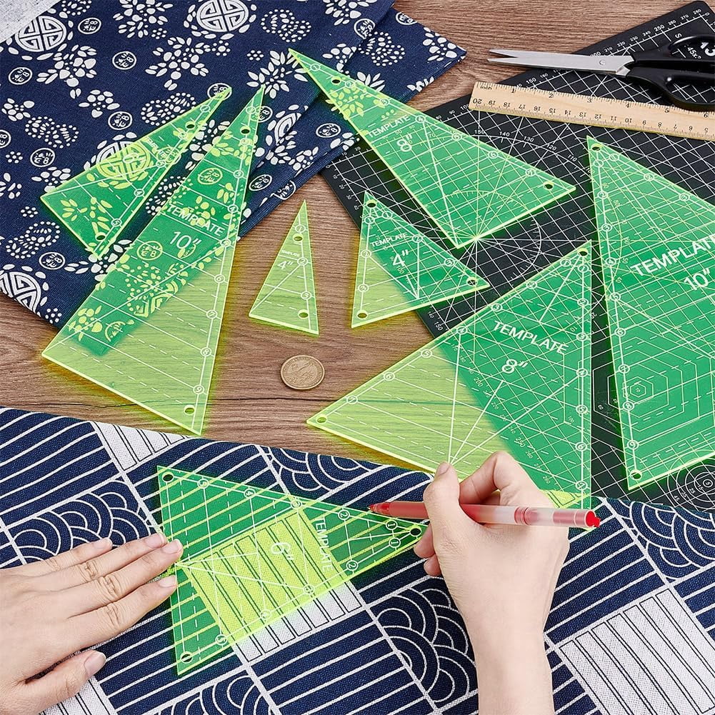8 Pcs Triangle Quilting Template Triangle Rulers Quilting Transparent Acrylic T-Shirt Rulers Acrylic DIY Hand Patchwork Template