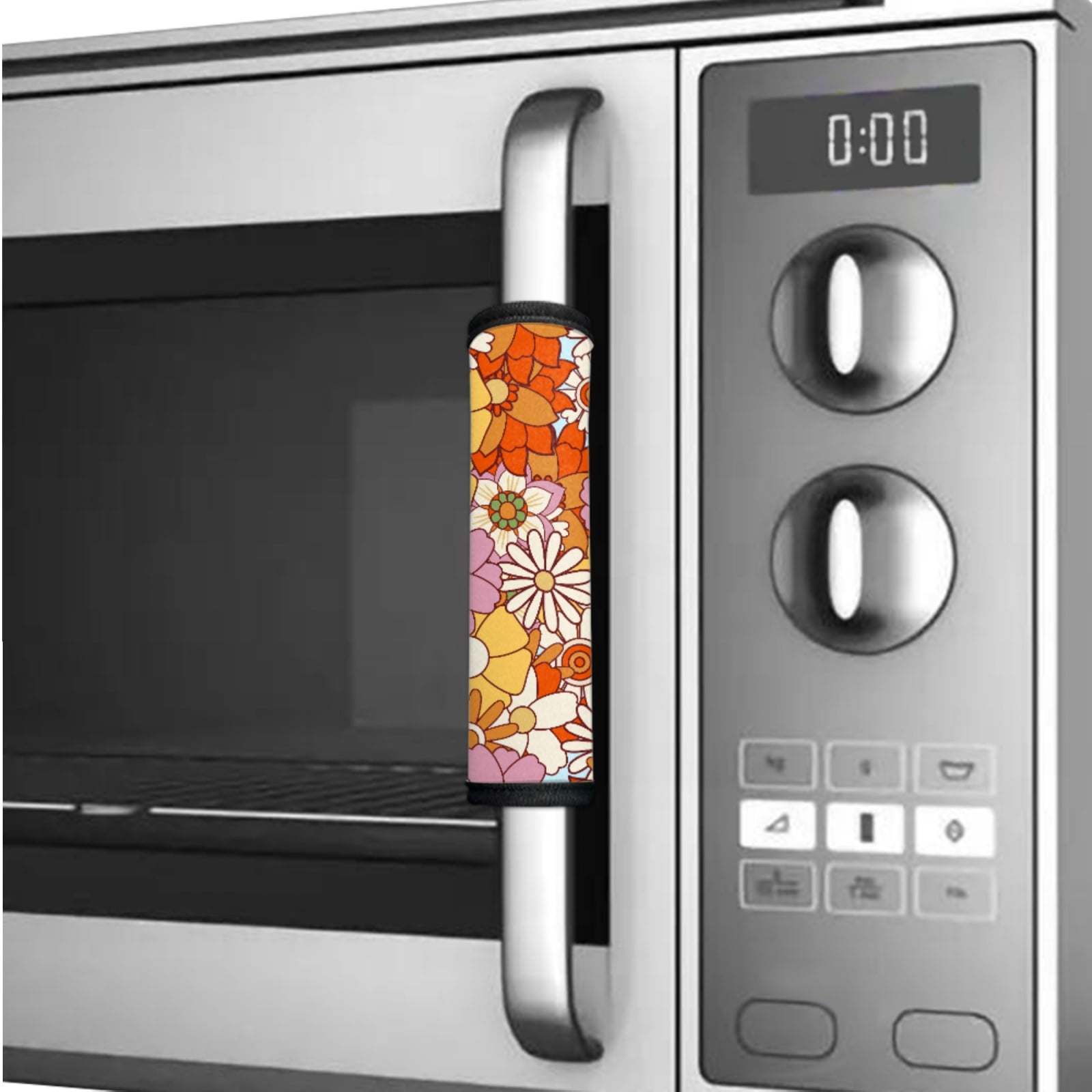 SEANATIVE Refrigerator Door Handle Covers Set of 6 Kitchen Electrical Appliances Handle Protector Anti-Slip Fridge Microwave Oven Decor and Accessories, Daisy Hippie Flowers