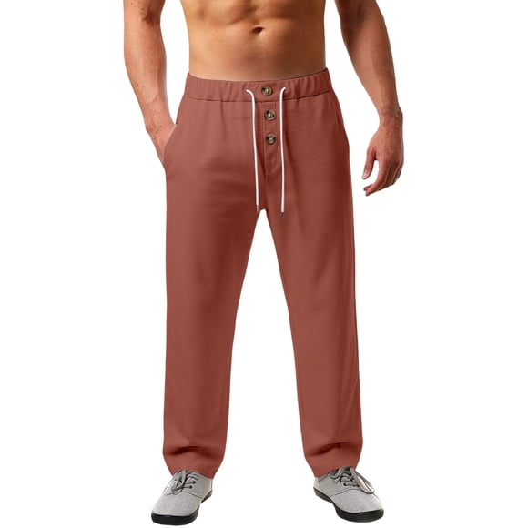 Men's Casual Trousers Lightweight Everyday Wear Relaxed Fit Elastic Waist Breathable Comfort Pants for Spring Summer Daytime