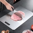 thumbnail image 4 of Deago Stainless Steel Cutting Board for Kitchen, Double-Sided Food Grade Cutting Board, SUS 304 Chopping Board for Meat,Fruit,Vegetable (13×9 in）, 4 of 9