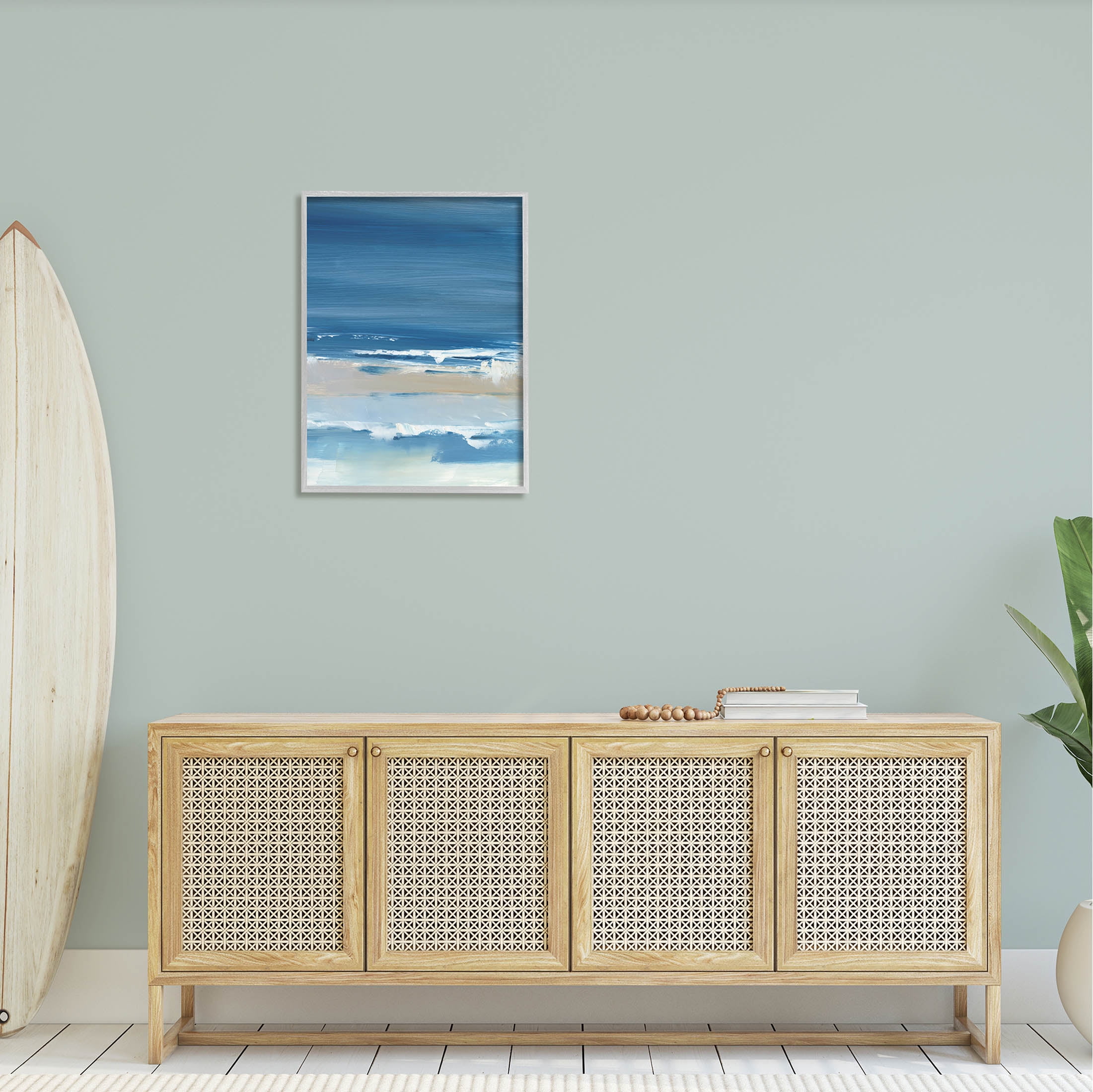 Stupell Industries Crashing Waves Ocean Shoreline Beach Painting Gray Framed Art Print Wall Art, Design by Ethan Harper