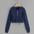thumbnail image 3 of YUGYXL Zip Up Hoodies for Women Cropped Long Sleeve Sweatshirts Jackets Trendy Y2k Crop Tops Teen Girls Clothes Navy XXL, 3 of 4